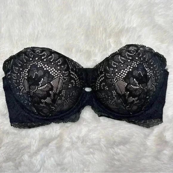La SENZA Other - La Senza Strapless Push Up Bra Lace Black  & Cream Size 32C